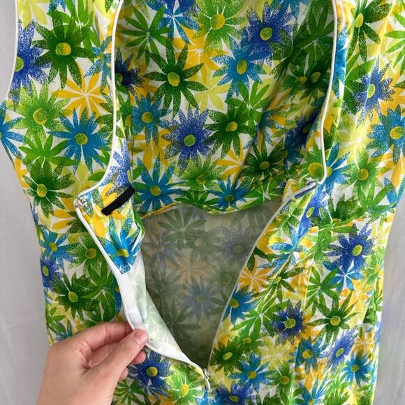 Kathy Van Zeeland Green & Blue Floral Mini Dress Womens Size Medium - Picture 6 of 6
